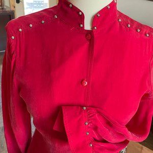 HAIRSTON ROBERSON ROPA RETRO WESTERN RED BUTTON UP, SZ S
